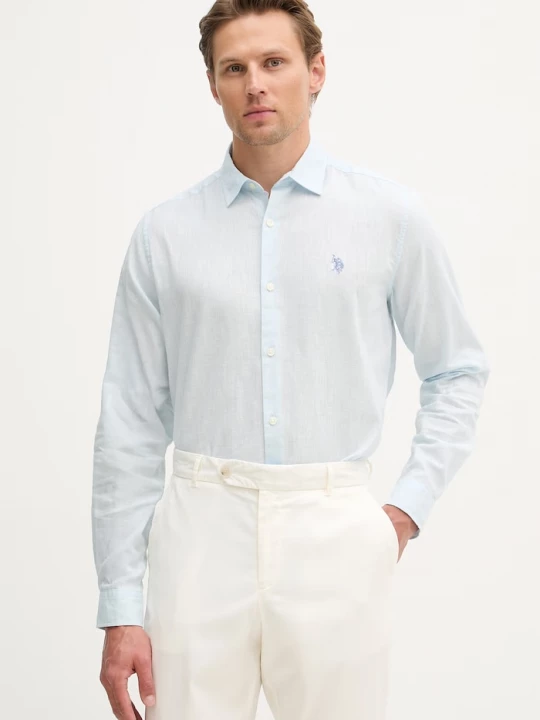 Obrázek produktu U.S. Polo Assn. košile pánská s bavlnou LINEN BLEND LS modrá