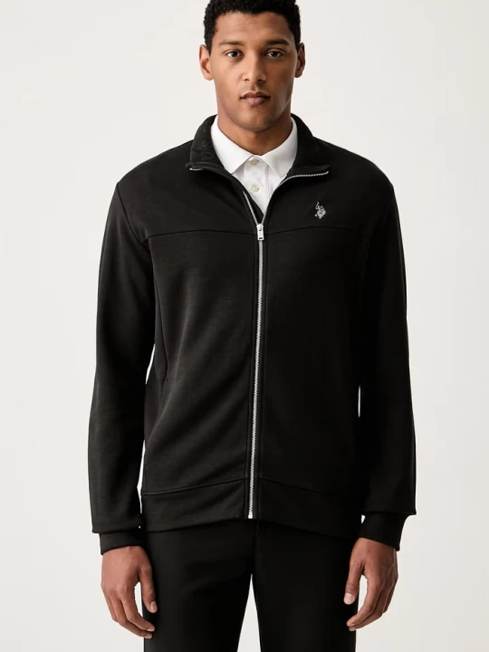 Obrázek produktu U.S. Polo Assn. rozepínací mikina pánská s bavlnou LUXE DHM ZIP THROUGH FUNNEL černá
