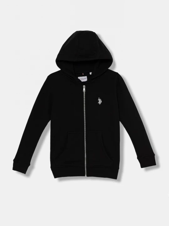 Obrázek produktu U.S. Polo Assn. rozepínací mikina s kapucí dětská s bavlnou černá