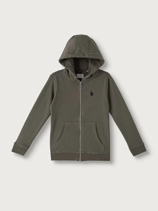 Obrázek produktu U.S. Polo Assn. rozepínací mikina s kapucí dětská s bavlnou zelená