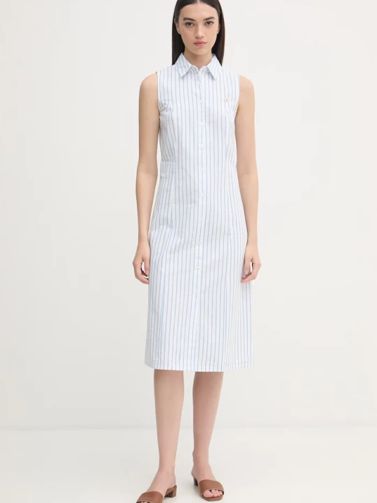 Obrázek produktu U.S. Polo Assn. šaty bavlněné SLEEVELESS TIE-BACK MIDI modrá