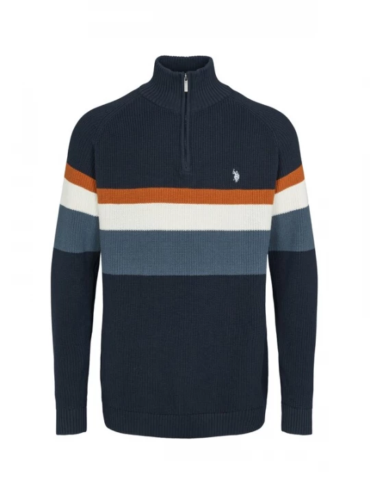 Obrázek produktu U.S. POLO ASSN. Svetr 'UMRicco' indigo / zlatě žlutá / šedá / bílá