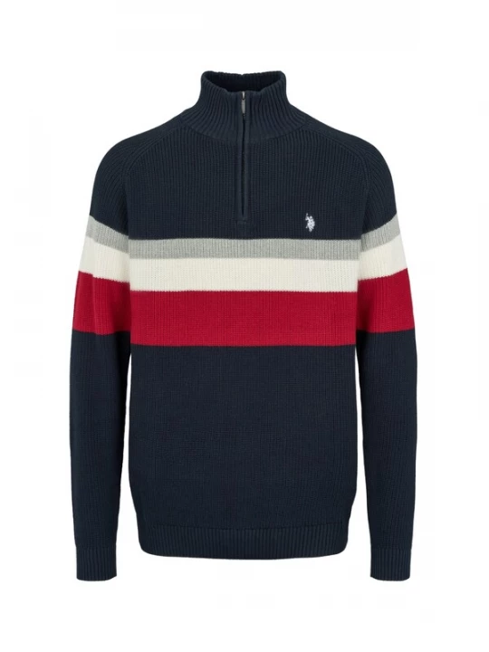 Obrázek produktu U.S. POLO ASSN. Svetr 'UMRicco' šedá / červená / černá / barva bílé vlny