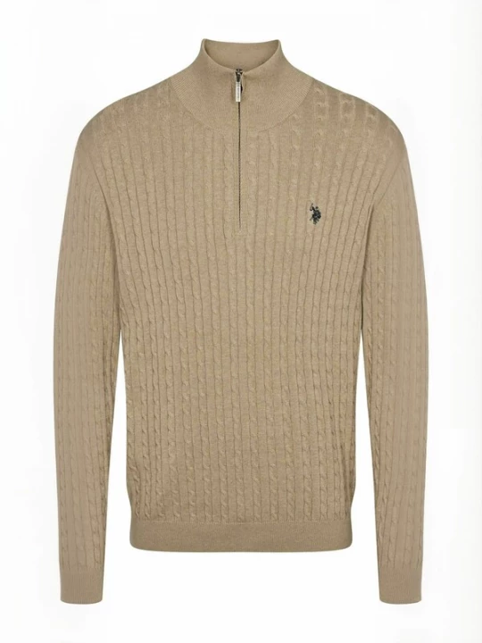 Obrázek produktu U.S. POLO ASSN. Svetr ' UMRomeo Half-zip ' béžový melír