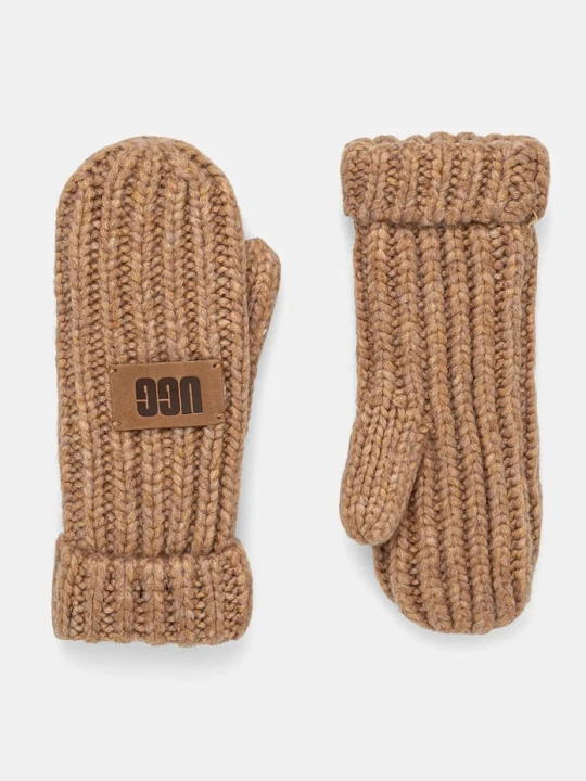 Obrázek produktu UGG Dětské rukavice s příměsí vlny CHUNKY MITTEN hnědá