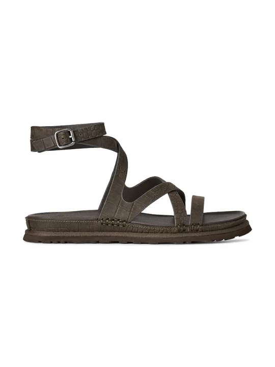 Obrázek produktu UGG Kožené sandály UGG W Goldengaze Embossed Ankle Wrap hnědá