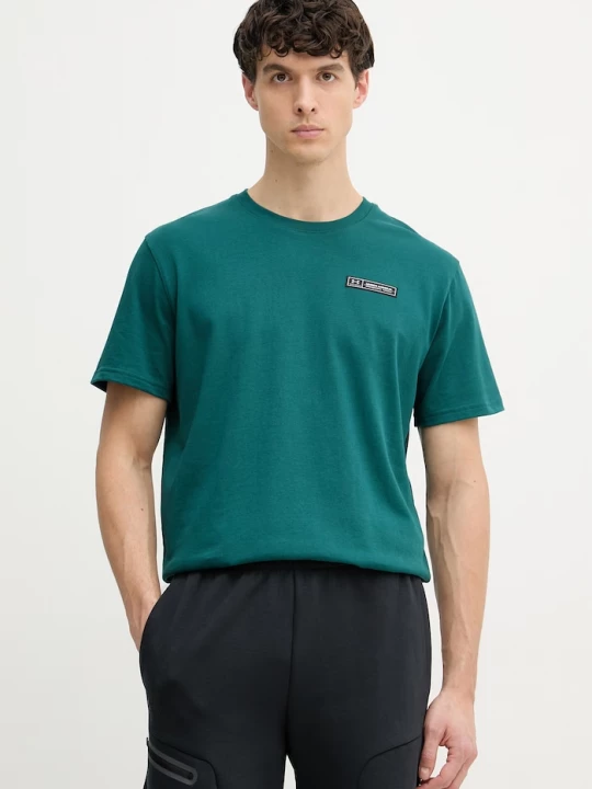Obrázek produktu Under Armour basic tričko pánské s bavlnou HW ARMOUR LABEL zelená