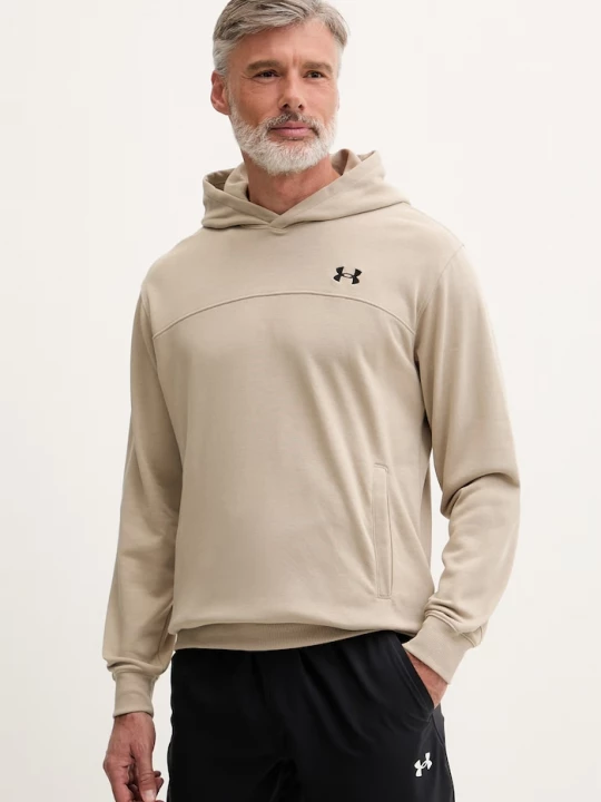 Obrázek produktu Under Armour mikina s kapucí pánská s bavlnou Rival LW Hoodie béžová