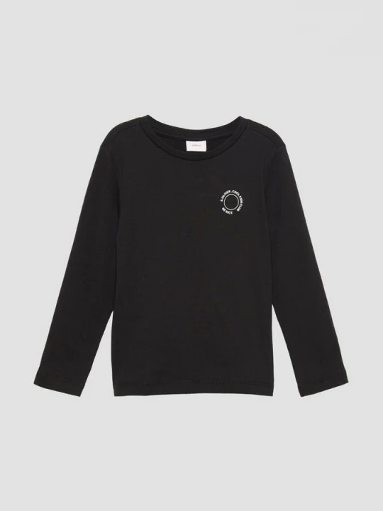 Obrázek produktu Unisex bavlněný top s dlouhým rukávem a drobným potiskem s.Oliver černá