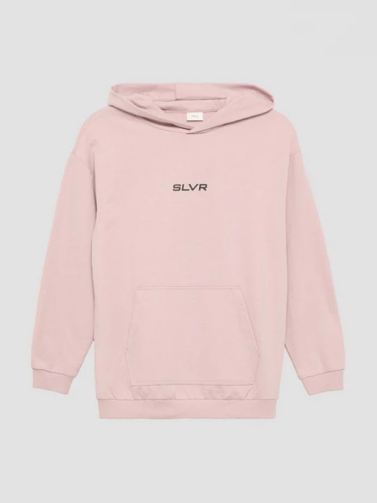 Obrázek produktu Unisex mikina s kapucí, klokaní kapsou a předním potiskem s.Oliver růžová