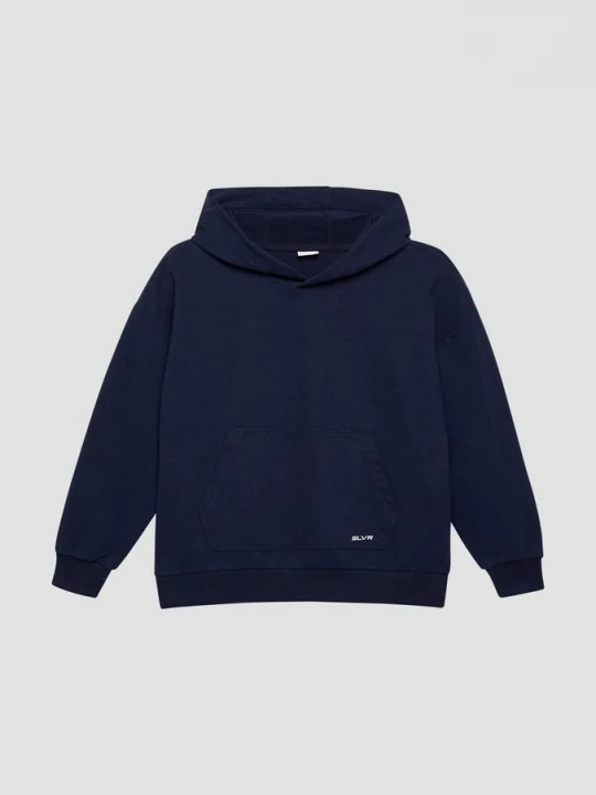 Obrázek produktu Unisex mikina s kapucí nadměrné velikosti s klokaními kapsami a potiskem nápisů s.Oliver modrá