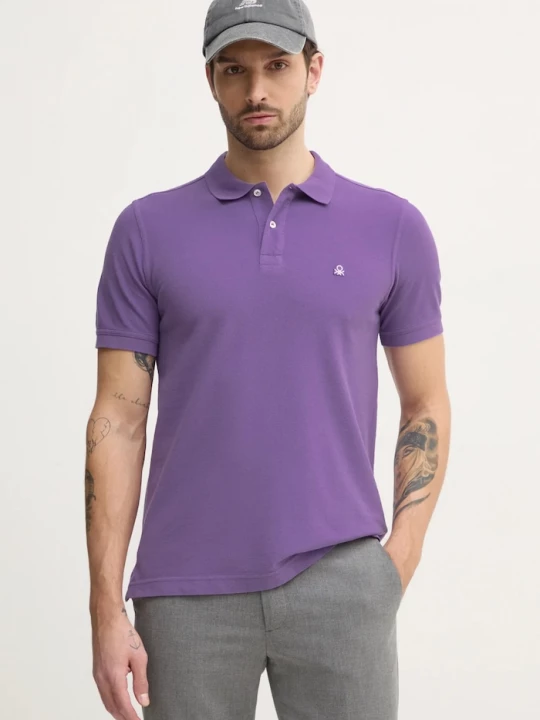 Obrázek produktu United Colors of Benetton Bavlněné polo tričko United Colors of Benetton fialová