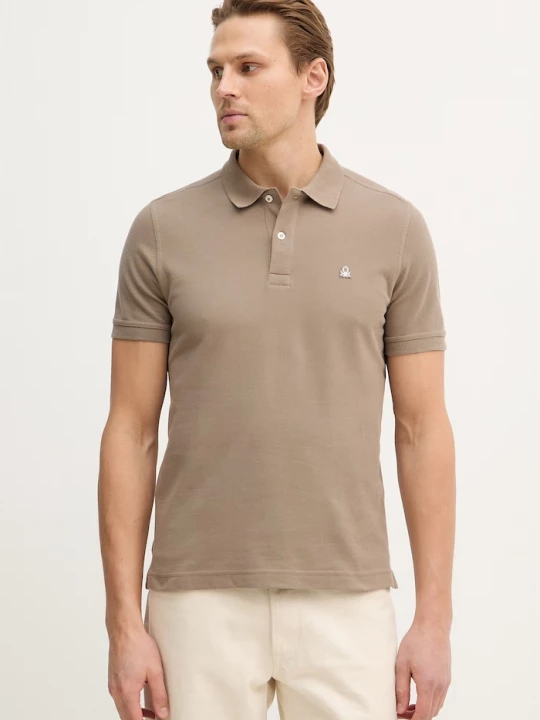 Obrázek produktu United Colors of Benetton Bavlněné polo tričko United Colors of Benetton hnědá
