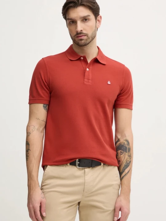 Obrázek produktu United Colors of Benetton Bavlněné polo tričko United Colors of Benetton oranžová