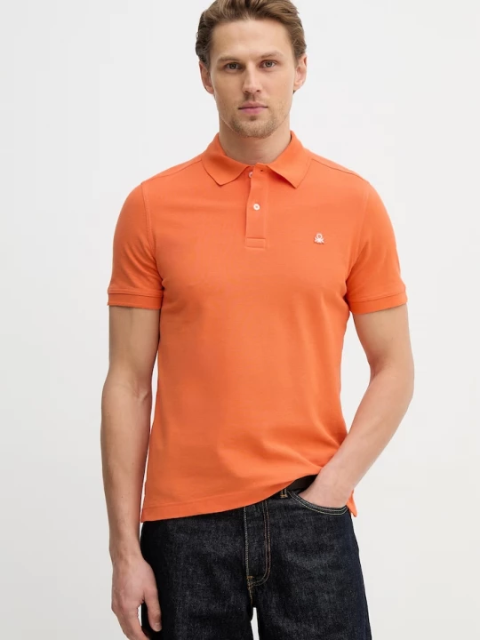 Obrázek produktu United Colors of Benetton Bavlněné polo tričko United Colors of Benetton oranžová