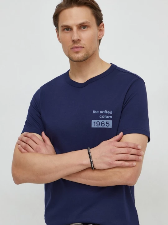 Obrázek produktu United Colors of Benetton Bavlněné tričko United Colors of Benetton námořnická modř