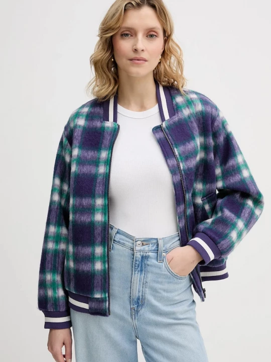 Obrázek produktu United Colors of Benetton Bomber bunda s příměsí vlny United Colors of Benetton fialová
