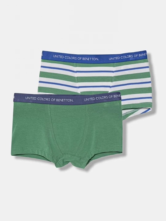Obrázek produktu United Colors of Benetton boxerky dětské bavlněné s elastanem 2-pack zelená