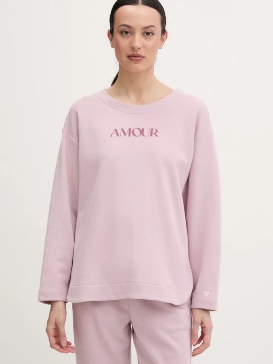 Obrázek produktu United Colors of Benetton dámské pyžamové tričko s dlouhým rukávem s bavlnou fialová