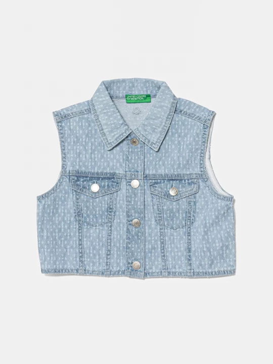 Obrázek produktu United Colors of Benetton Dětská džínová vesta United Colors of Benetton modrá