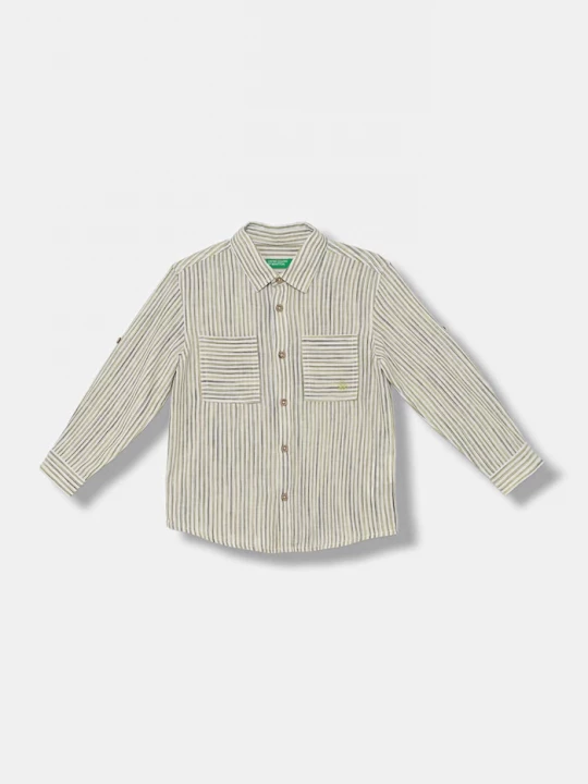 Obrázek produktu United Colors of Benetton dětská košile se lnem zelená
