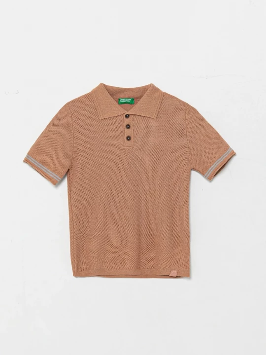 Obrázek produktu United Colors of Benetton Dětské polo tričko ze lněné směsi United Colors of Benetton hnědá