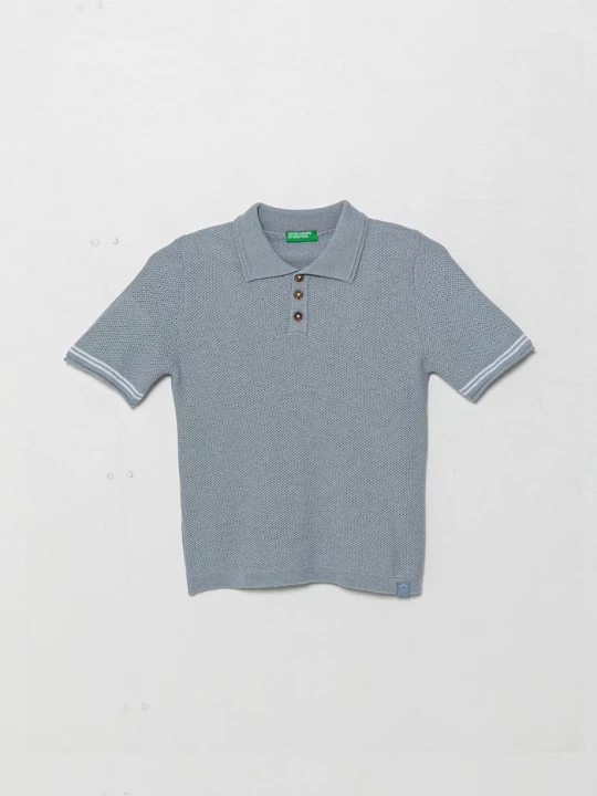 Obrázek produktu United Colors of Benetton Dětské polo tričko ze lněné směsi United Colors of Benetton modrá