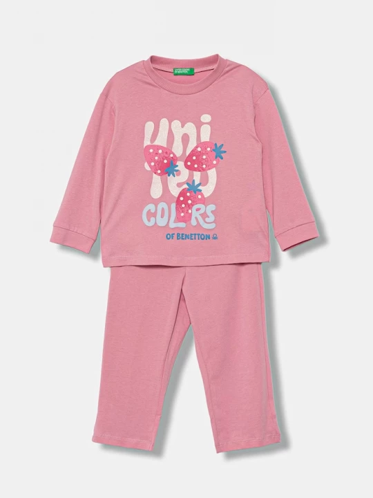 Obrázek produktu United Colors of Benetton dvoudílné dětské bavlněné pyžamo růžová