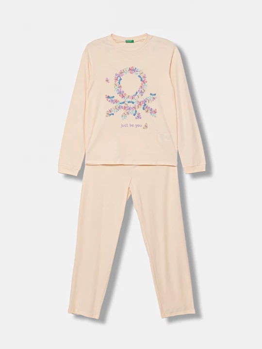 Obrázek produktu United Colors of Benetton dvoudílné pyžamo dětské bavlněné béžová