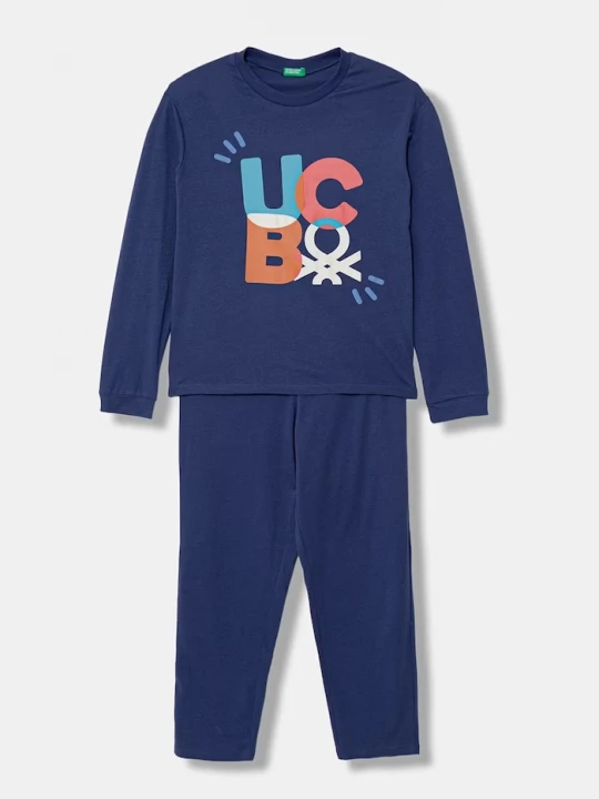 Obrázek produktu United Colors of Benetton dvoudílné pyžamo dětské bavlněné námořnická modř