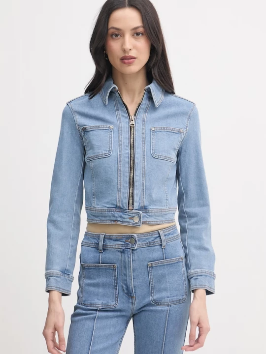 Obrázek produktu United Colors of Benetton džínová bunda dámská bavlněná elastanem modrá