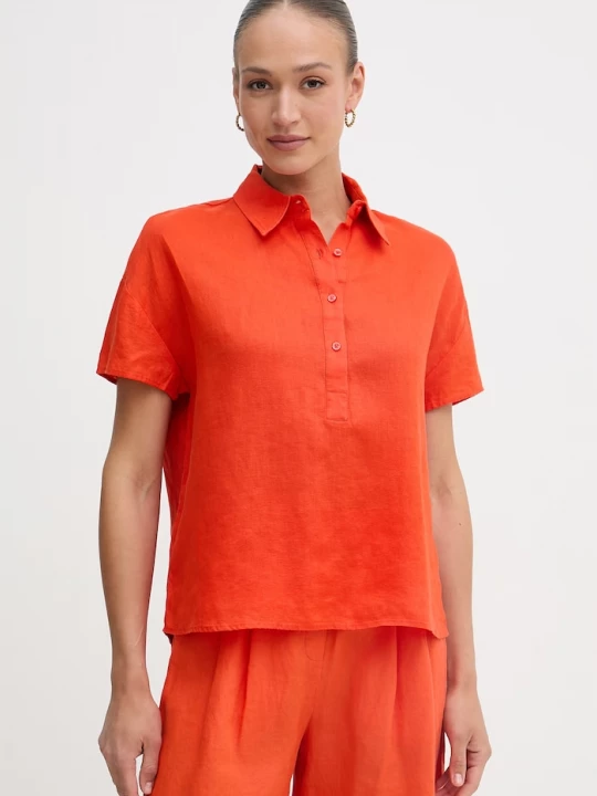 Obrázek produktu United Colors of Benetton halenka dámská lněná oranžová