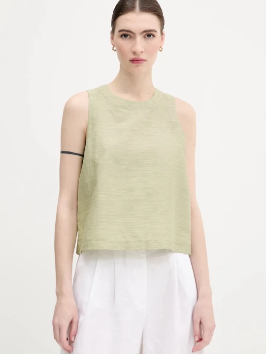 Obrázek produktu United Colors of Benetton Halenka se lněnou směsí United Colors of Benetton zelená