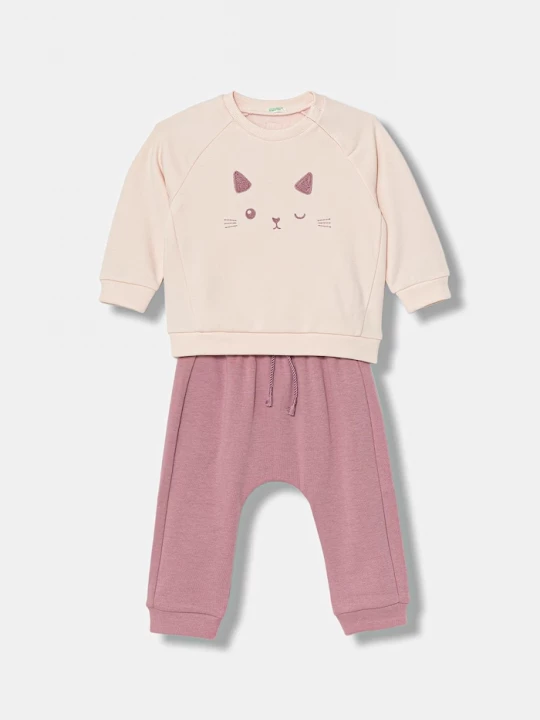 Obrázek produktu United Colors of Benetton Kojenecká tepláková souprava United Colors of Benetton růžová