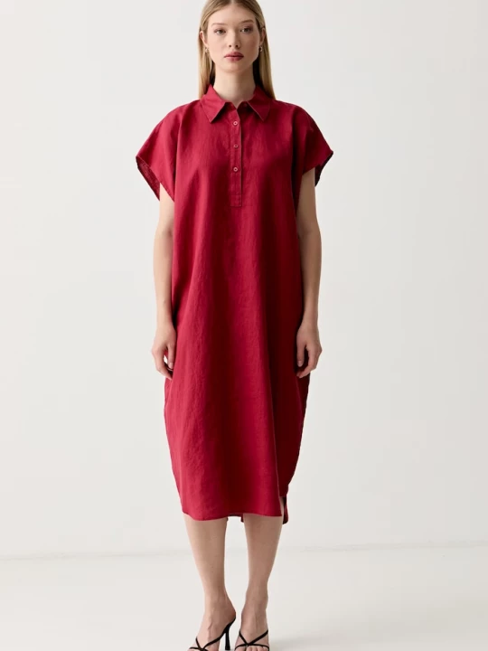 Obrázek produktu United Colors of Benetton letní šaty lněné červená