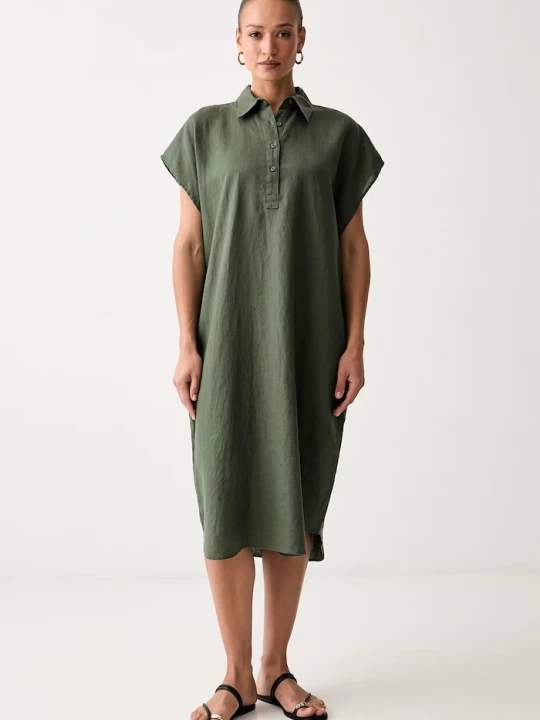 Obrázek produktu United Colors of Benetton letní šaty lněné zelená