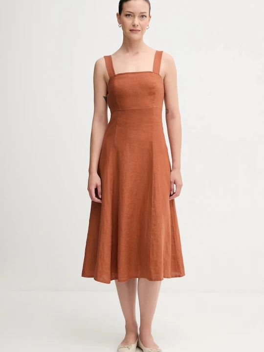 Obrázek produktu United Colors of Benetton Lněné šaty United Colors of Benetton oranžová