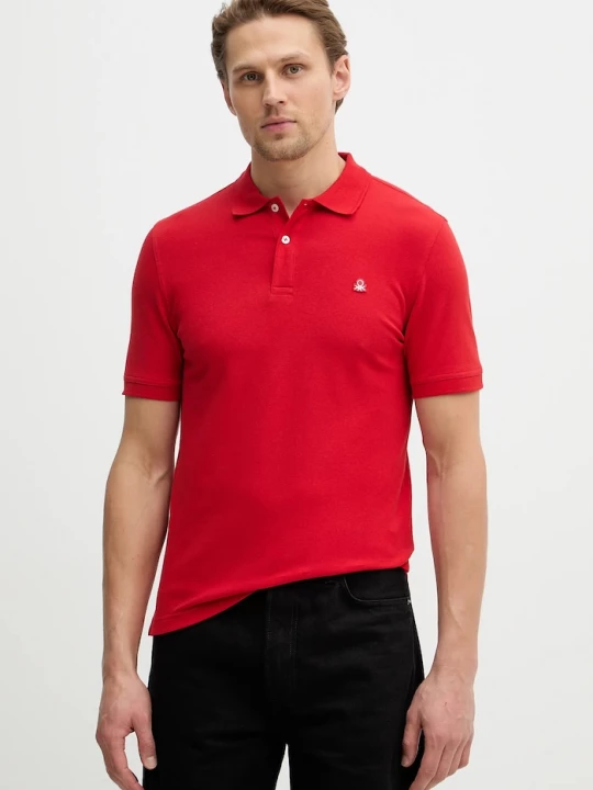 Obrázek produktu United Colors of Benetton polo pánské bavlněné elastanem červená
