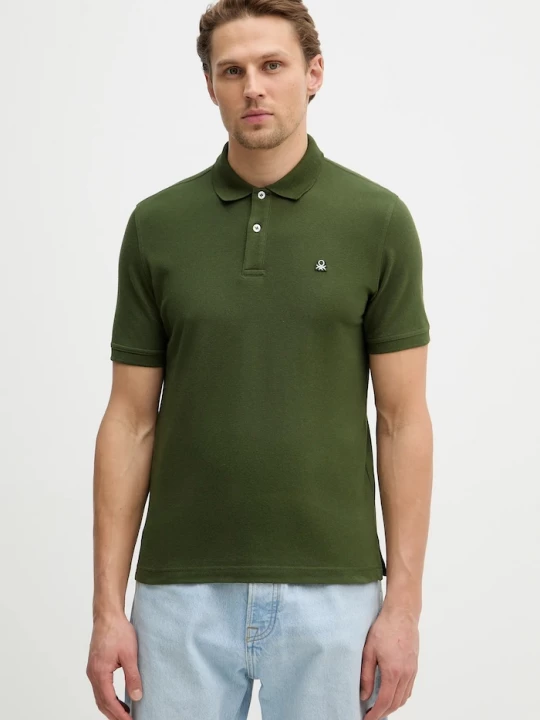 Obrázek produktu United Colors of Benetton polo pánské bavlněné s elastanem zelená