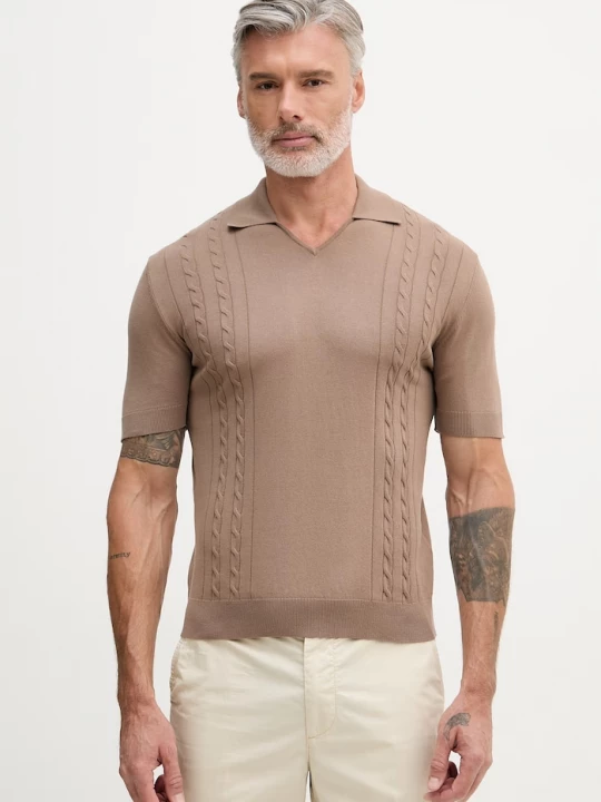 Obrázek produktu United Colors of Benetton polo pánské bavlnou hnědá
