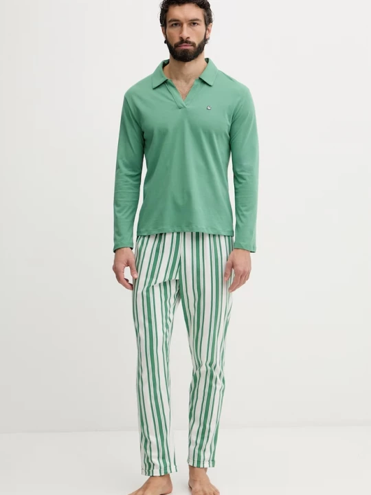 Obrázek produktu United Colors of Benetton pyžamo pánské bavlněné zelená