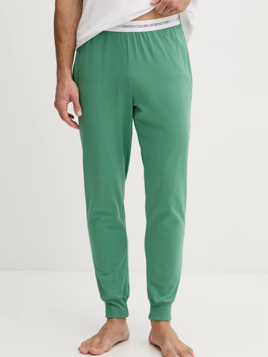 Obrázek produktu United Colors of Benetton pyžamové kalhoty pánské bavlněné zelená