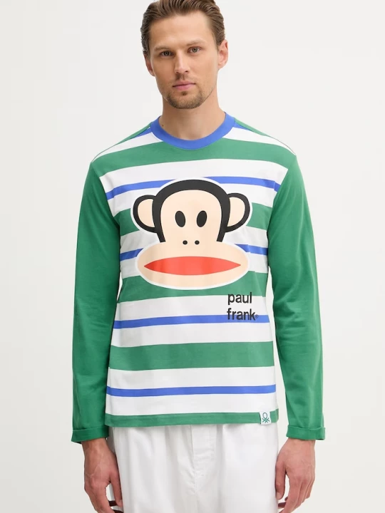 Obrázek produktu United Colors of Benetton pyžamové tričko s dlouhým rukávem pánské bavlněné zelená