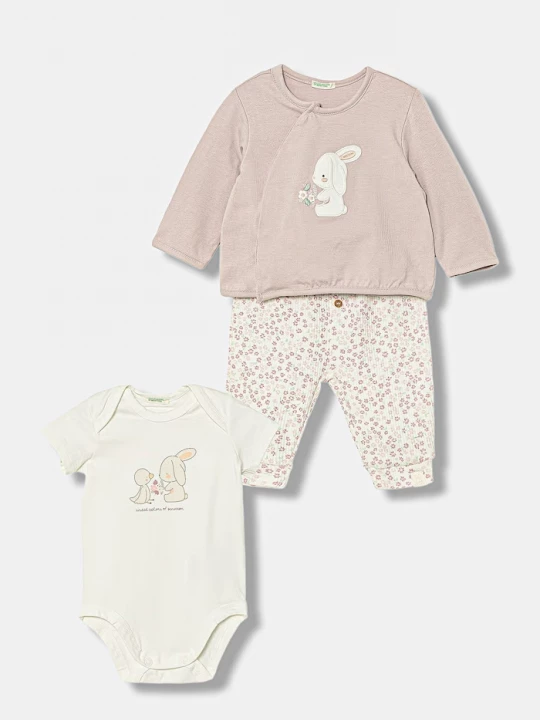 Obrázek produktu United Colors of Benetton set kojenecký bavlněný s elastanem