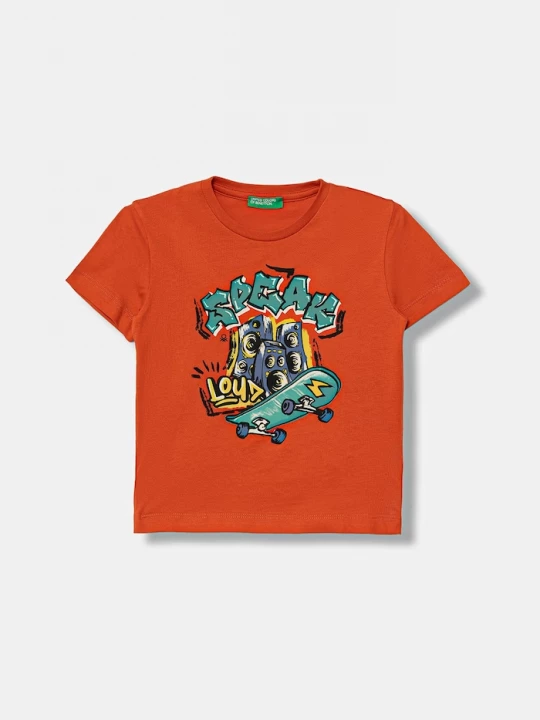 Obrázek produktu United Colors of Benetton tričko dětské bavlněné oranžová