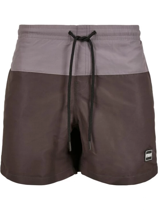 Obrázek produktu Urban Classics Plavecké šortky  tmavě hnědá / šedá / bílá
