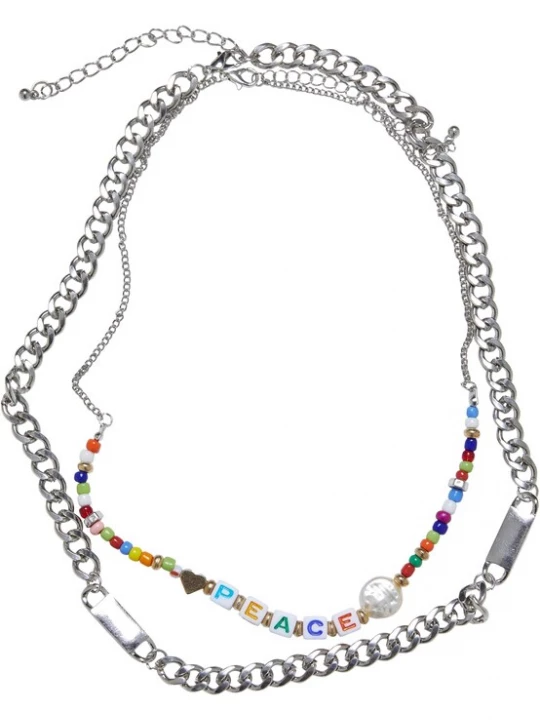 Obrázek produktu Urban Classics Řetízek 'Peace Bead'  zelená / oranžová / červená / stříbrná