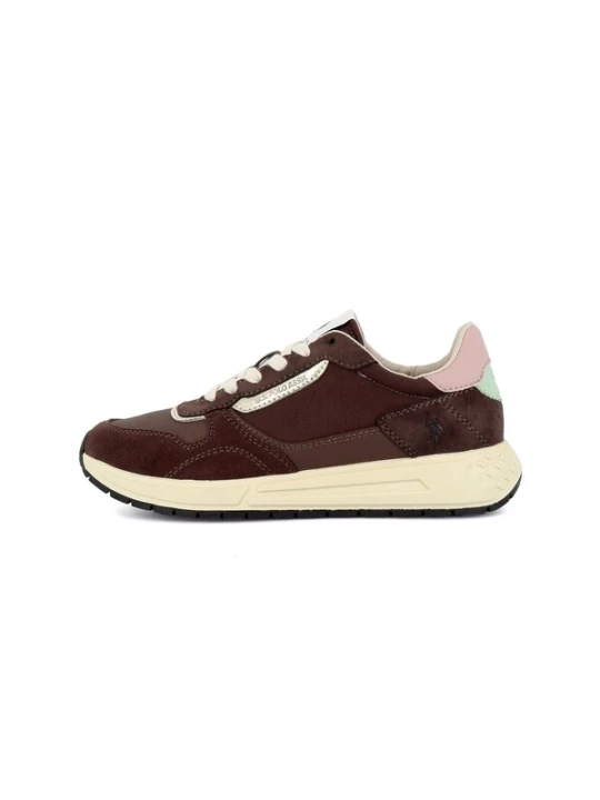 Obrázek produktu US POLO ASSN. Tenisky 'Seneka' čokoládová / zlatá / mátová / růžová