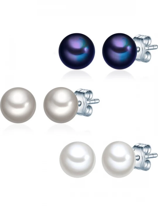 Obrázek produktu Valero Pearls Náušnice indigo / stříbrná / perlově bílá