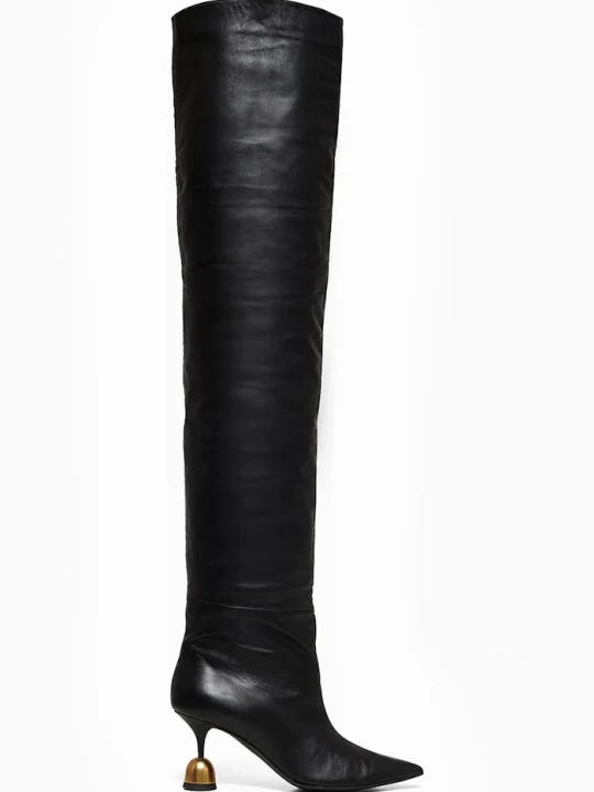 Obrázek produktu Vanda Novak kozačky nad kolena dámské kožené Nicole Deep Black